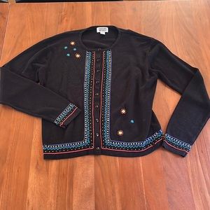 Chico’s Design embroidered cardigan sweater